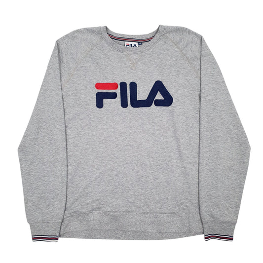 Mens Grey Fila Spellout Crewneck Jumper