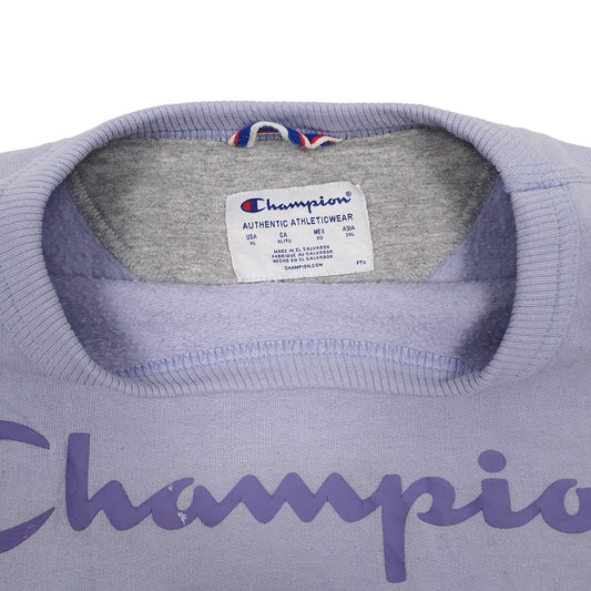 Mens Purple Champion Spellout Crewneck Jumper