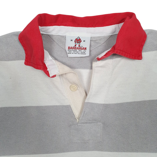 Mens Grey Barbarian Rugby Hoodie Polo Shirt