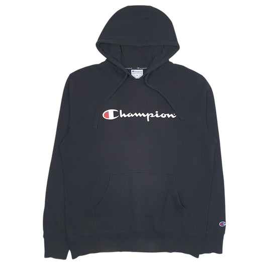 Mens Black Champion Spellout Hoodie Jumper