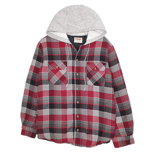 Mens Red Wrangler Overshirt Hoodie Coat