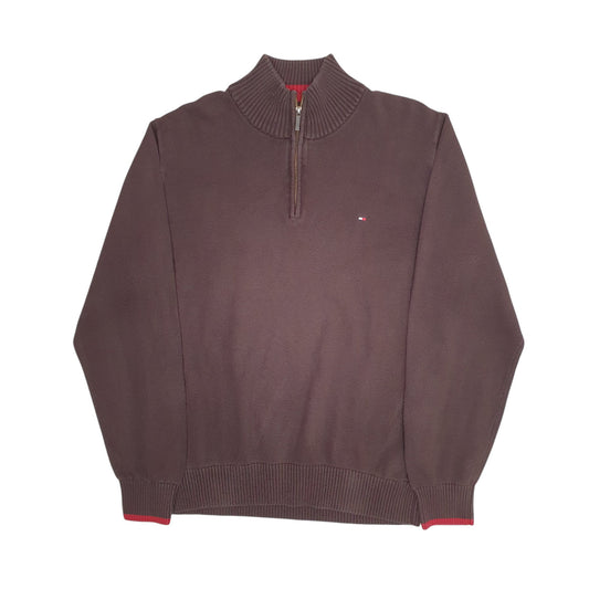 Mens Brown Tommy Hilfiger Quarter Zip Jumper