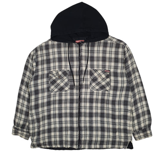 Mens Grey Craftsmen Shacket Hoodie Plaid Coat