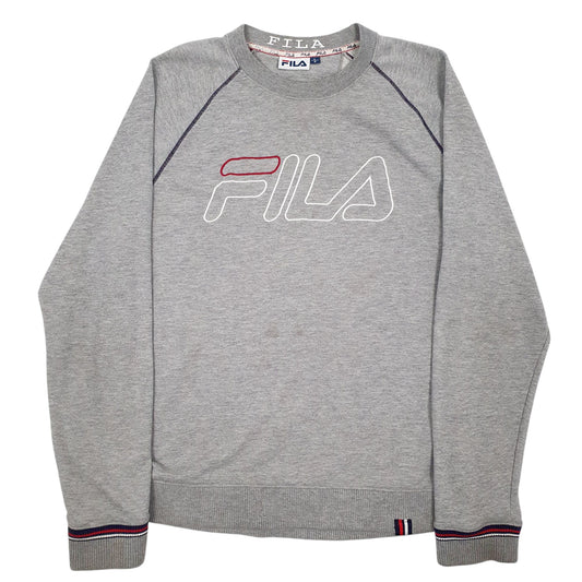 Mens Grey Fila Spellout Crewneck Jumper