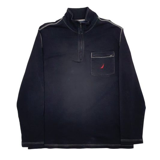 Mens Black Nautica Quarter Zip Jumper