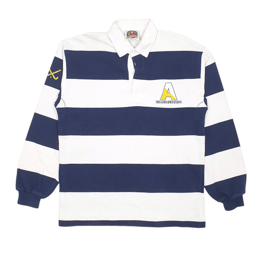 Mens White Barbarian Rugby Long Sleeve Polo Shirt