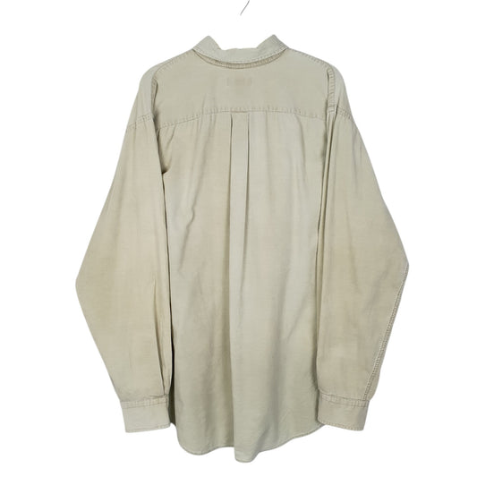 Mens Cream Lands End Corduroy Vintage 90s Shirt