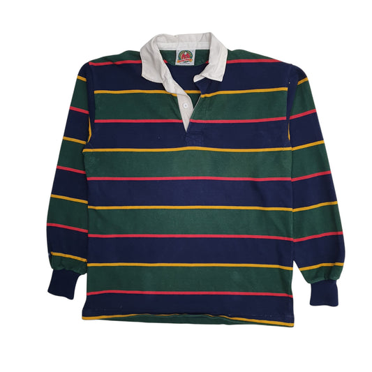 Mens Green Barbarian Rugby Long Sleeve Polo Shirt