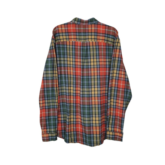 Mens Orange L.L.Bean Thick Flannel Plaid Shirt