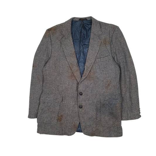 Mens Grey Imperial by Haggar Herringbone Vintage 90s Hoodie Coat