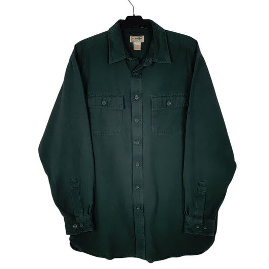 Mens Green L.L.Bean Thick Chamois Long Sleeve Shirt