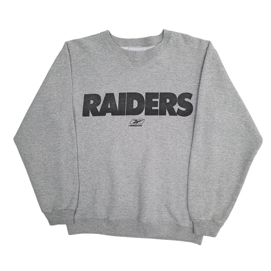 Mens Grey Reebok Vintage 90s Oakland Raiders NFL Crewneck Jumper