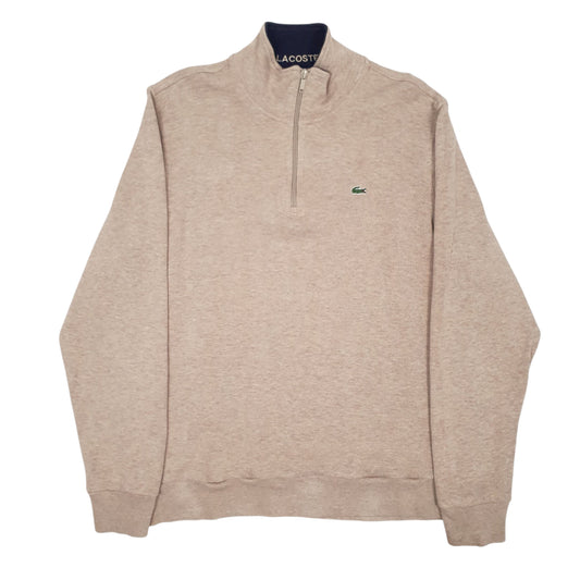 Mens Brown Lacoste Quarter Zip Jumper