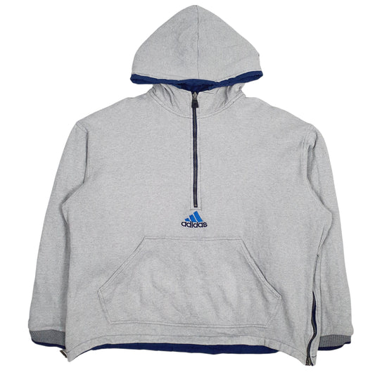 Mens Blue Adidas Vintage 90s Reversible Hoodie Coat