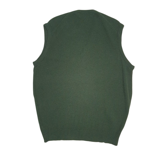Mens Green Burberry Vintage 90s Vest Top V Neck Jumper