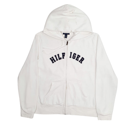 Womens White Tommy Hilfiger Spellout Full Zip Jumper