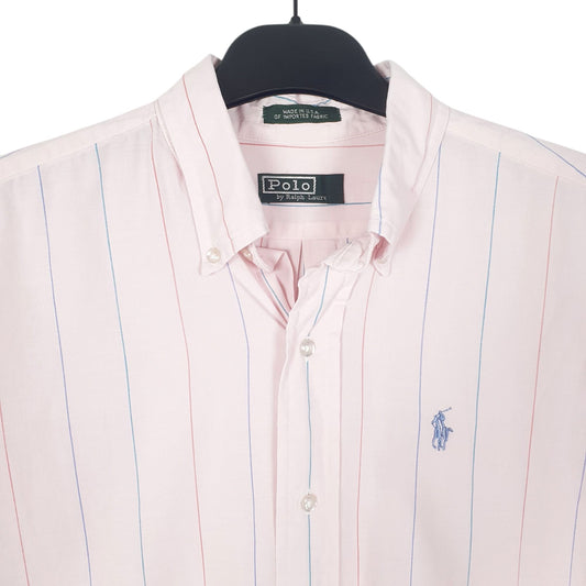 Mens Pink Ralph Lauren Vintage 90s Made In USA Shirt