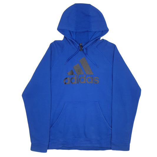 Mens Blue Adidas Spellout Hoodie Jumper