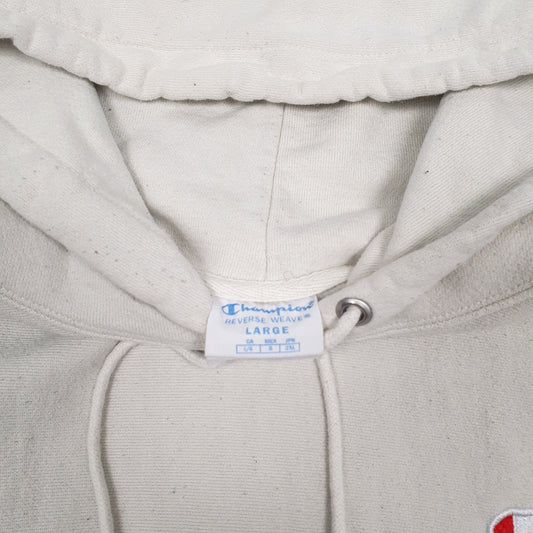 Mens Cream Champion Reverse Weave Hoodie Jumper