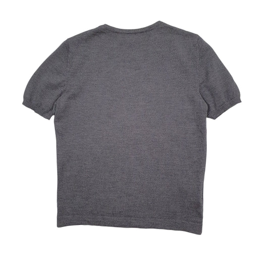 Womens Grey Burberry Heavyweight V Neck T Shirt