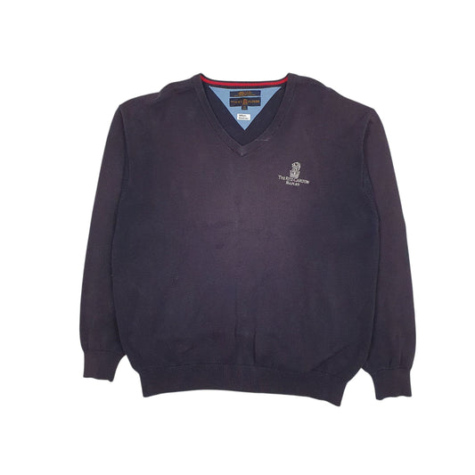 Mens Navy Tommy Hilfiger Golf Ritz Carlton Naples Vintage 00s V Neck Jumper