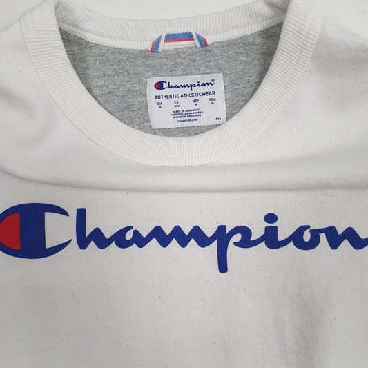 Mens White Champion Crewneck Jumper