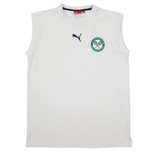 Mens White Puma Vest Israel Tennis Short Sleeve T Shirt
