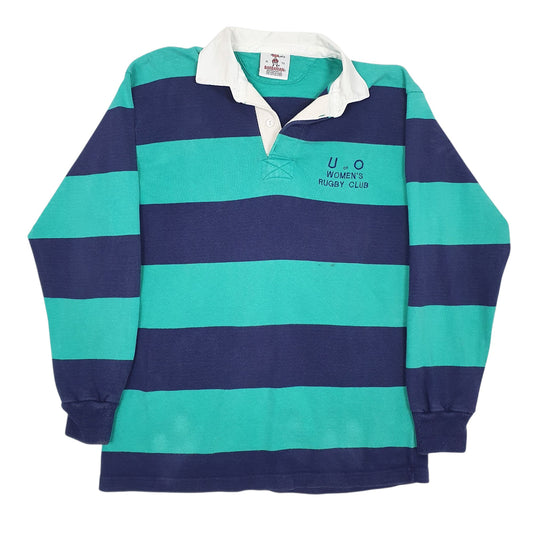 Womens Blue Barbarian Rugby Long Sleeve Polo Shirt