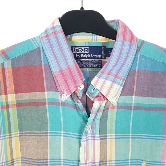 Mens Green Ralph Lauren Vintage 90s Madras Shirt