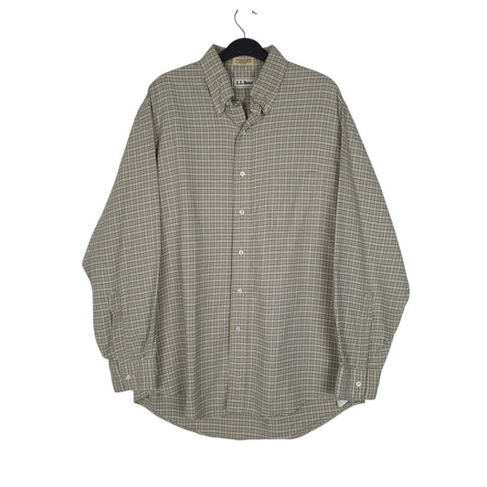 Mens Green L.L.Bean Vintage 90s Made In USA Long Sleeve Shirt