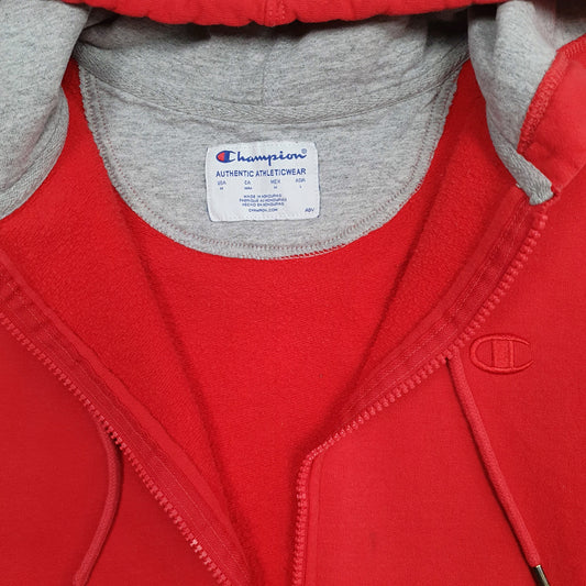 Mens Red Champion Hoodie Full Zip Jumper
