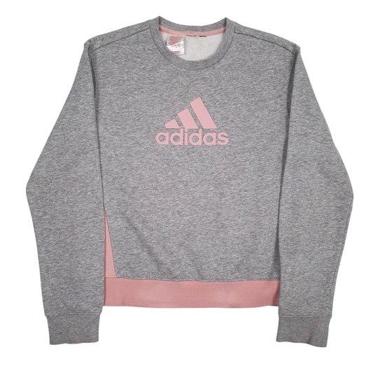 Womens Grey Adidas Spellout Crewneck Jumper