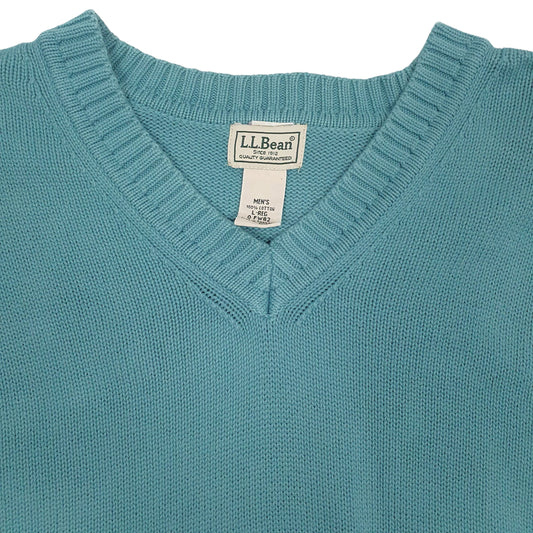Mens Blue LL Bean V Neck Jumper