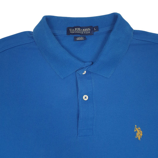 Mens Blue US Polo Assn Performance Pique Polo Shirt
