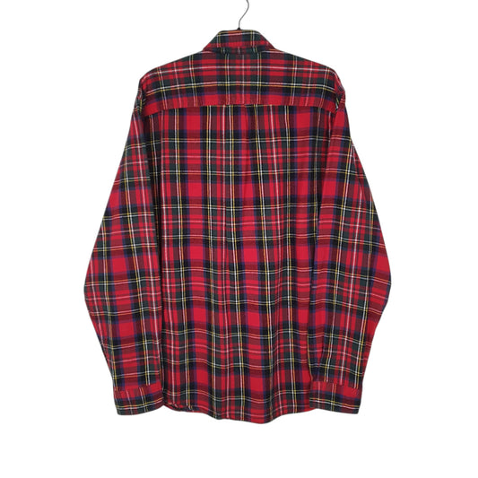 Mens Red L.L.Bean Thick Flannel Plaid Shirt
