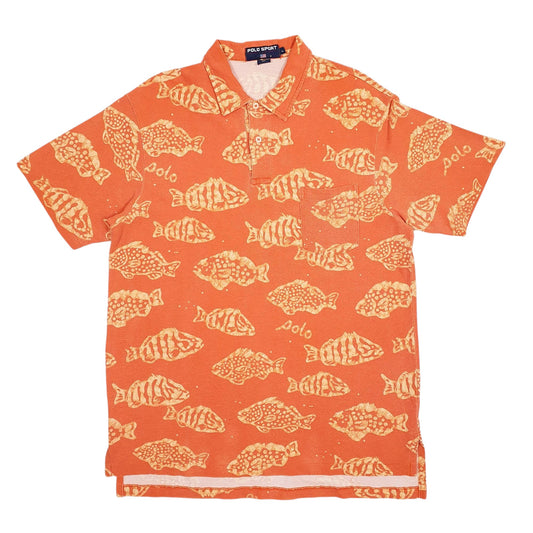 Mens Orange Ralph Lauren Polo Sport Vintage Short Sleeve Polo Shirt
