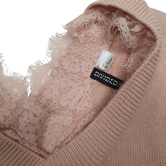 Womens Pink H&M Baggy V Neck Jumper