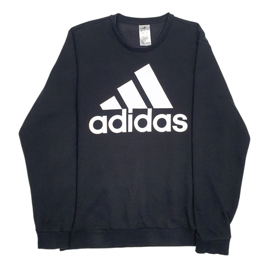 Mens Black Adidas Spellout Crewneck Jumper