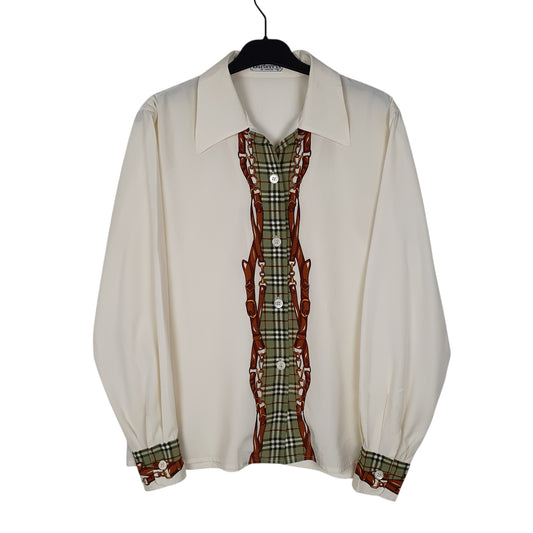 Womens White Burberry Vintage 90s Long Sleeve Shirt