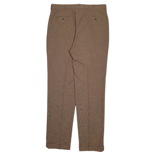 Mens Brown Polo Ralph Lauren Vintage 90s Pleated Houndstooth Trousers