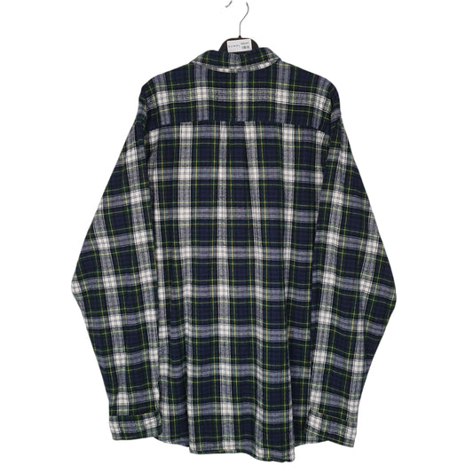Mens Navy L.L.Bean Scotch Plaid Flannel Shirt
