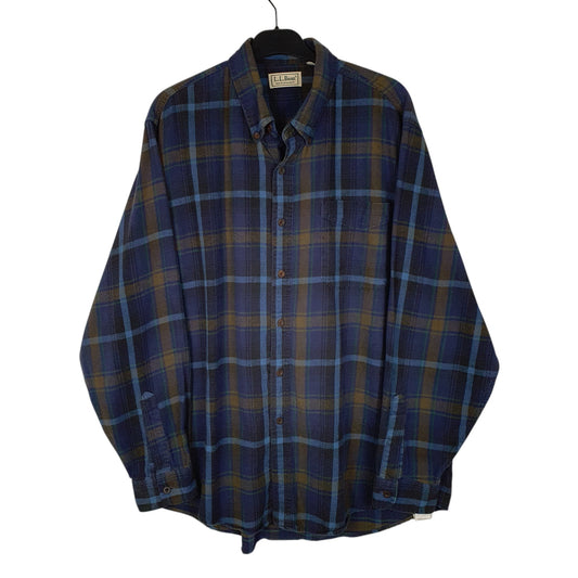 Mens Navy L.L.Bean Northwoods Vintage 90s Made In USA Flannel Long Sleeve Shirt