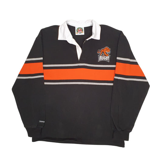 Mens Black Barbarian RIT Rugby Long Sleeve Polo Shirt