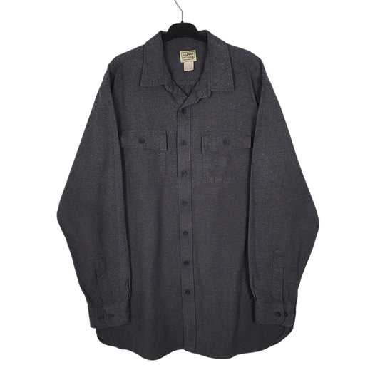Mens Grey L.L.Bean Thick Chamois Long Sleeve Shirt