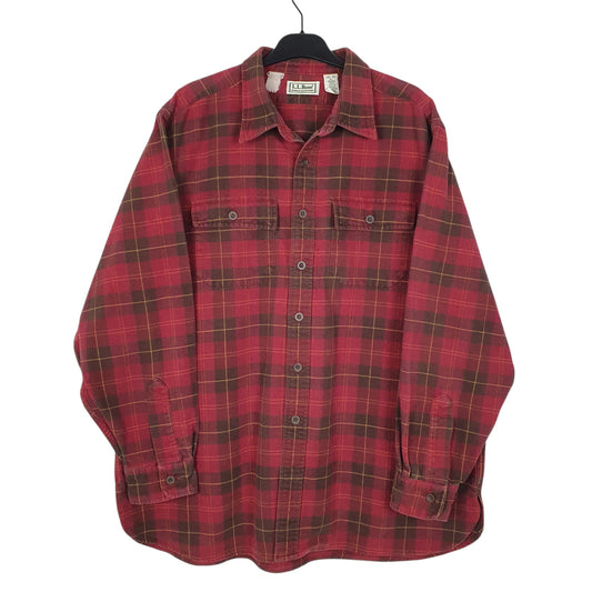 Mens Red L.L.Bean Vintage 90s Chamois Long Sleeve Shirt