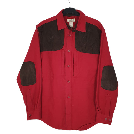 Mens Red L.L.Bean Thick Chamois Hunting Flannel Long Sleeve Shirt