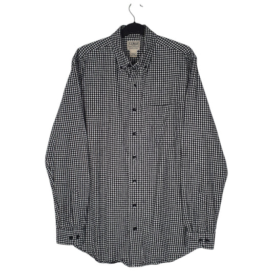 Mens Grey L.L.Bean Scotch Plaid Flannel Tall Long Sleeve Shirt