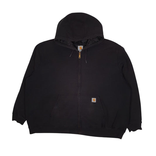 Mens Black Carhartt Quilt Lined Hoodie Active Full Zip Jumper