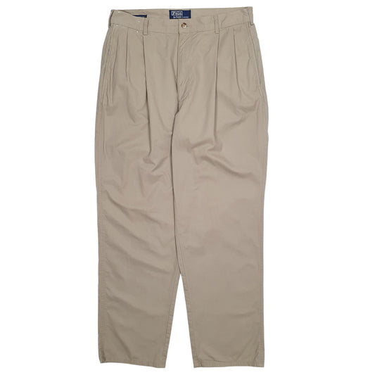 Mens Beige Polo Ralph Lauren Classic Golf Pant Vintage 90s Chino Trousers