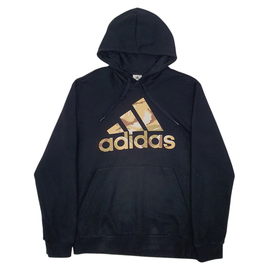 Mens Black Adidas Spellout Hoodie Jumper
